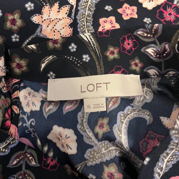 LOFT Bloom Twist Bubble Sleeve Blouse Size XL - Picture 5 of 6